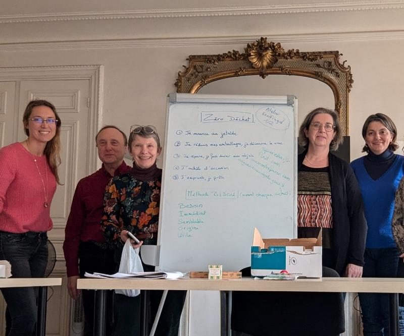 Pistes d'actions notées au tableau pendant un atelier